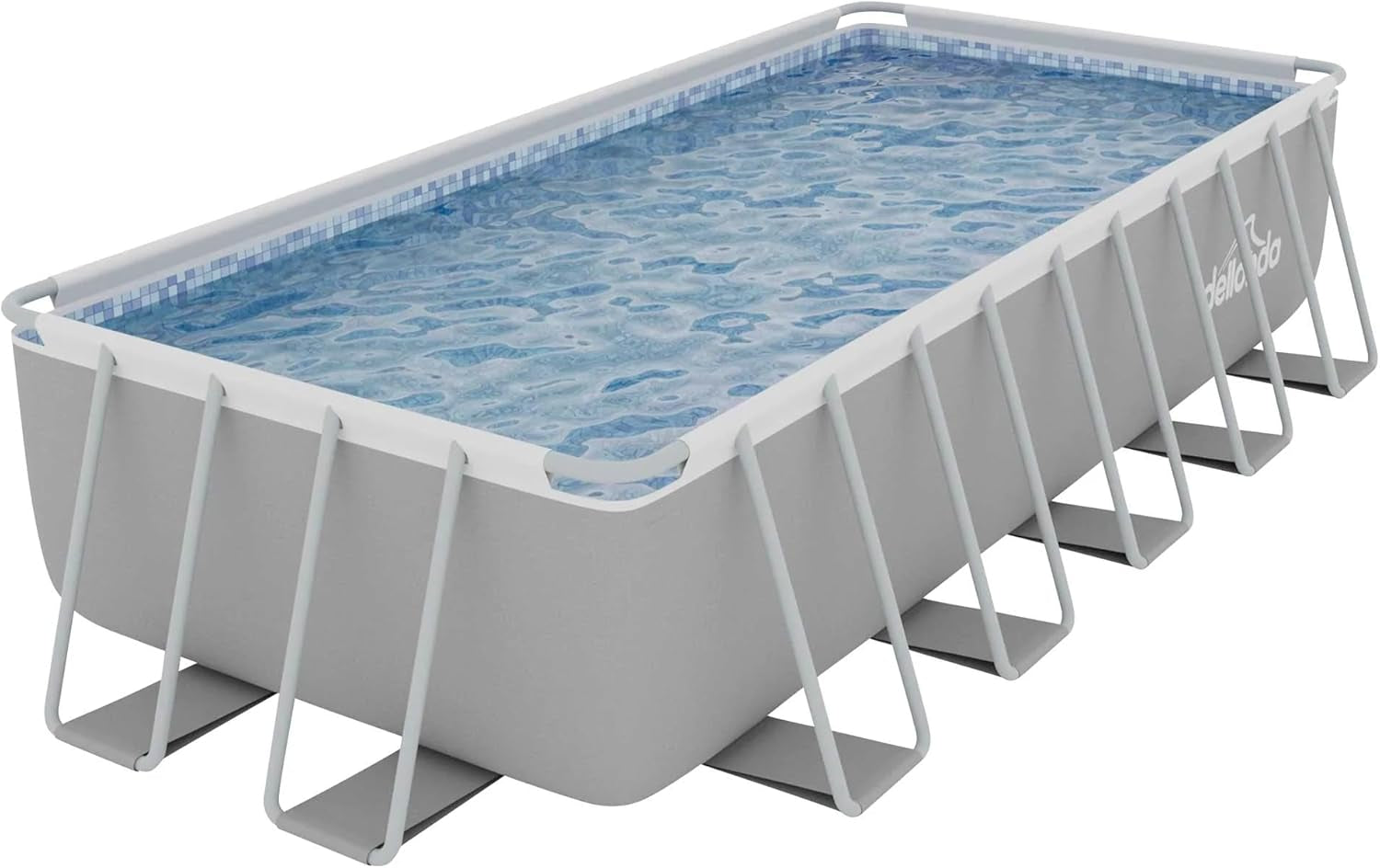 21Ft Deluxe Rectangular Steel Frame Swimming Pool with Step Ladder & Filter Pump - DL150