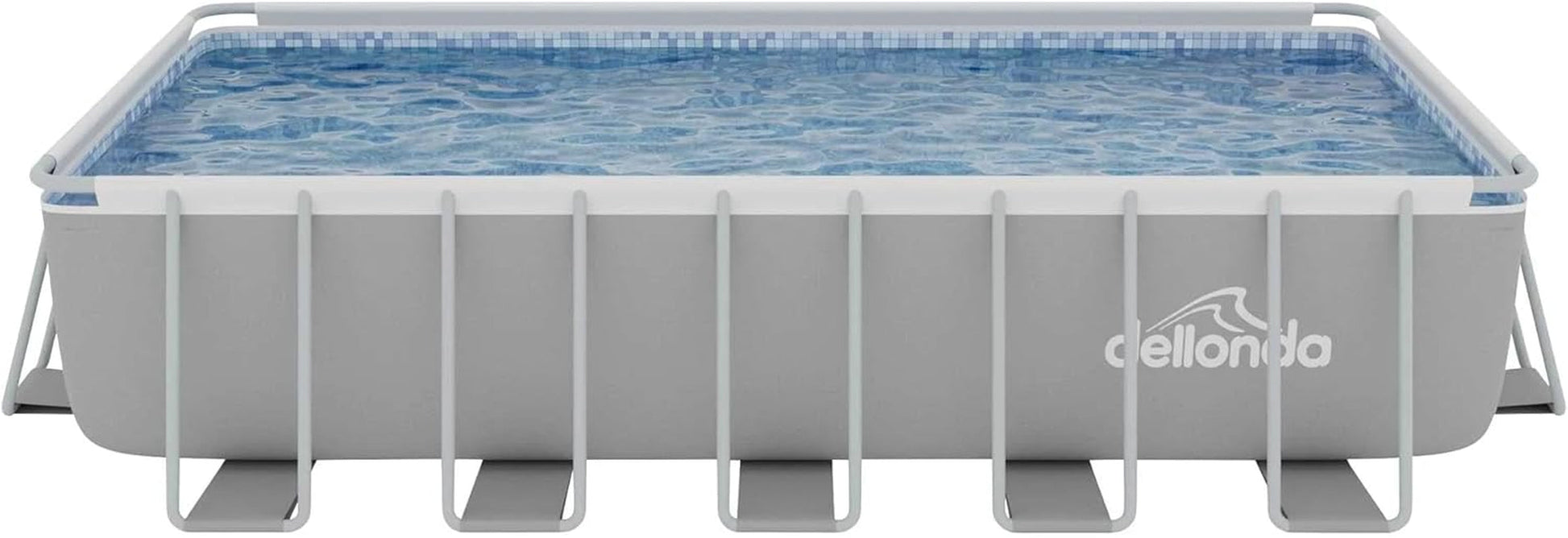 21Ft Deluxe Rectangular Steel Frame Swimming Pool with Step Ladder & Filter Pump - DL150