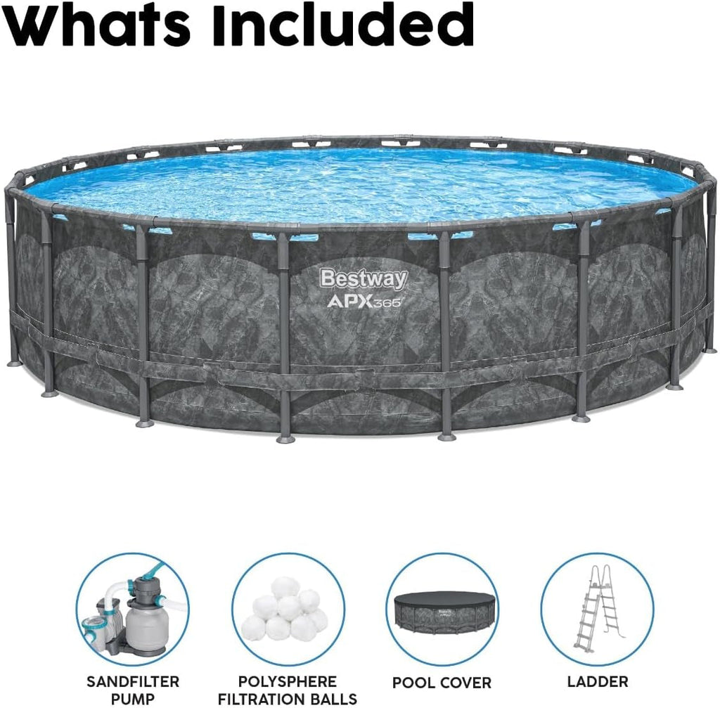 18Ft round Pool APX 365 Set, All Year-Round Swimming, above Ground, Complete Set, Grey