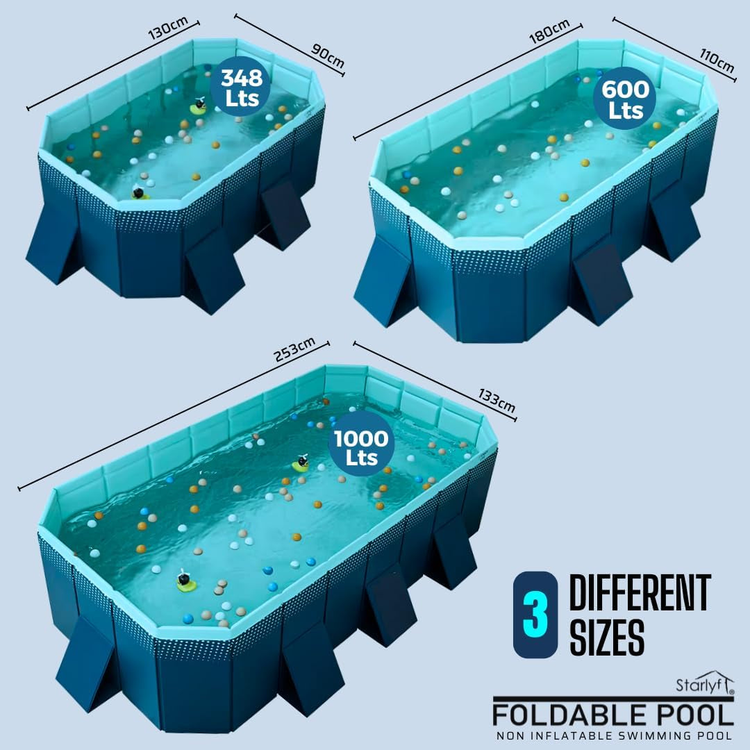 INDUSTEX Foldable Swimming Pool, Children'S Pool, Suitable for Dogs, Detachable, Portable Multi-Functional Outdoor PVC and Non-Slip - 253X133X50Cm