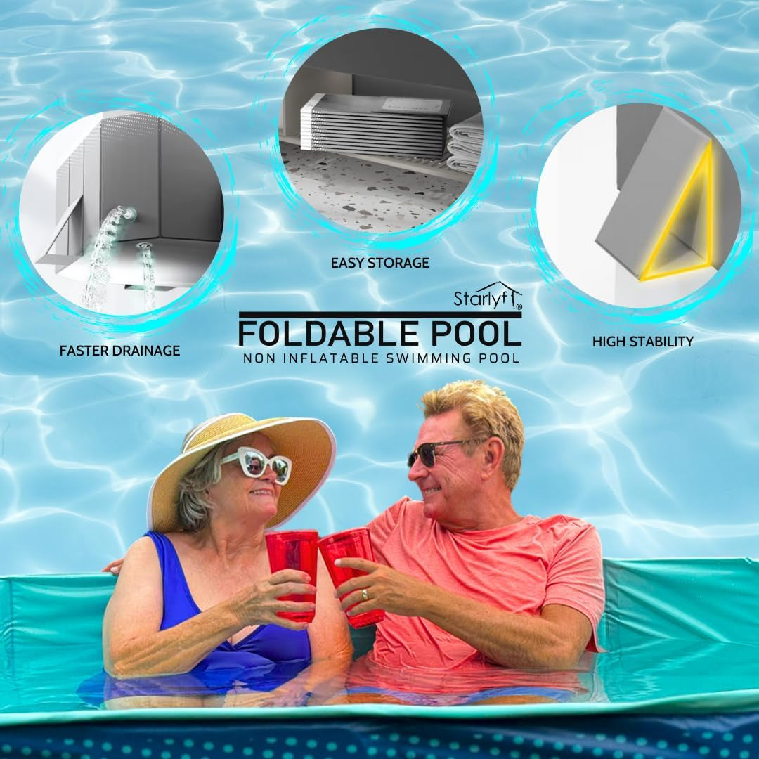 INDUSTEX Foldable Swimming Pool, Children'S Pool, Suitable for Dogs, Detachable, Portable Multi-Functional Outdoor PVC and Non-Slip - 253X133X50Cm