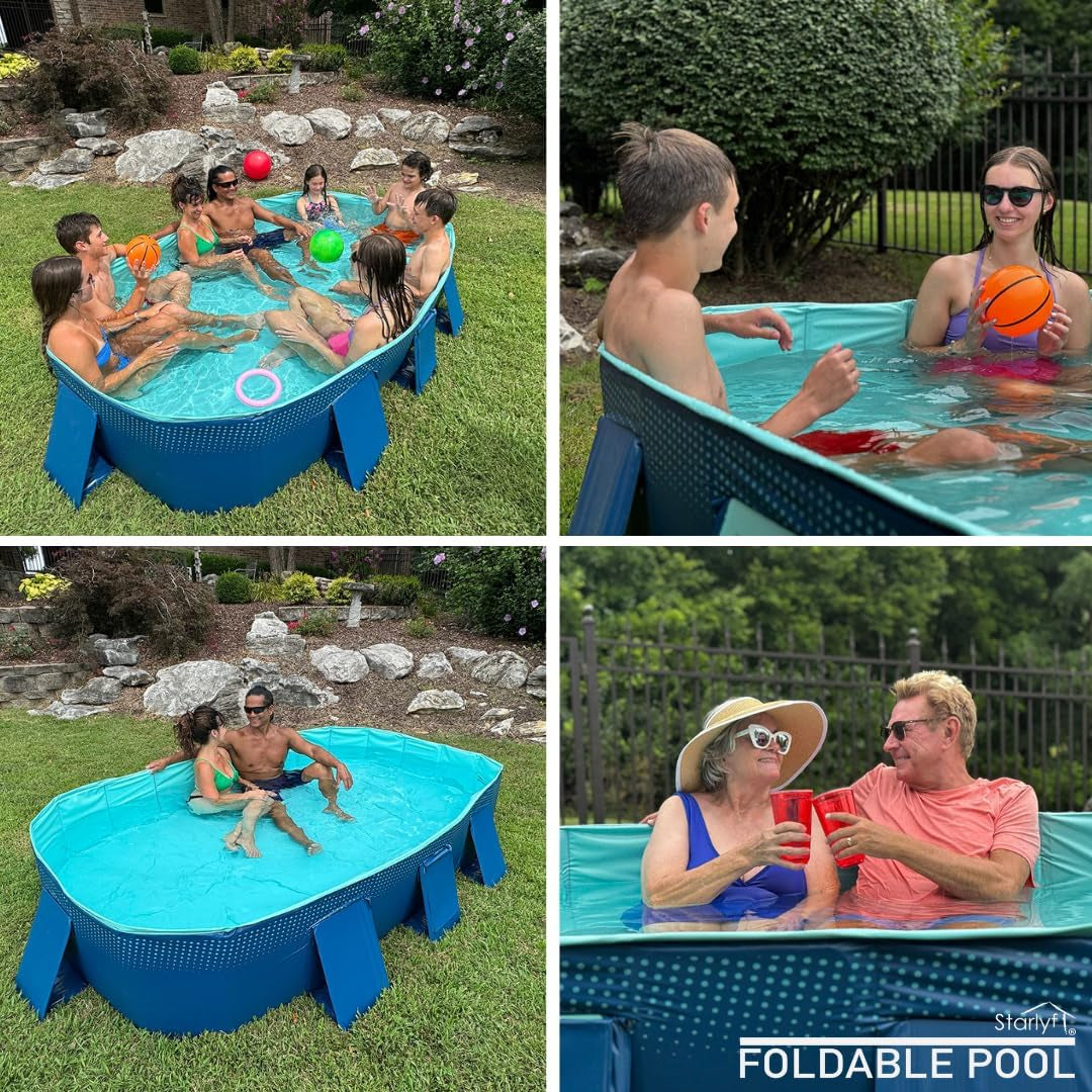 INDUSTEX Foldable Swimming Pool, Children'S Pool, Suitable for Dogs, Detachable, Portable Multi-Functional Outdoor PVC and Non-Slip - 253X133X50Cm