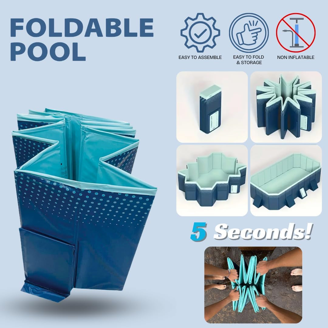 INDUSTEX Foldable Swimming Pool, Children'S Pool, Suitable for Dogs, Detachable, Portable Multi-Functional Outdoor PVC and Non-Slip - 253X133X50Cm