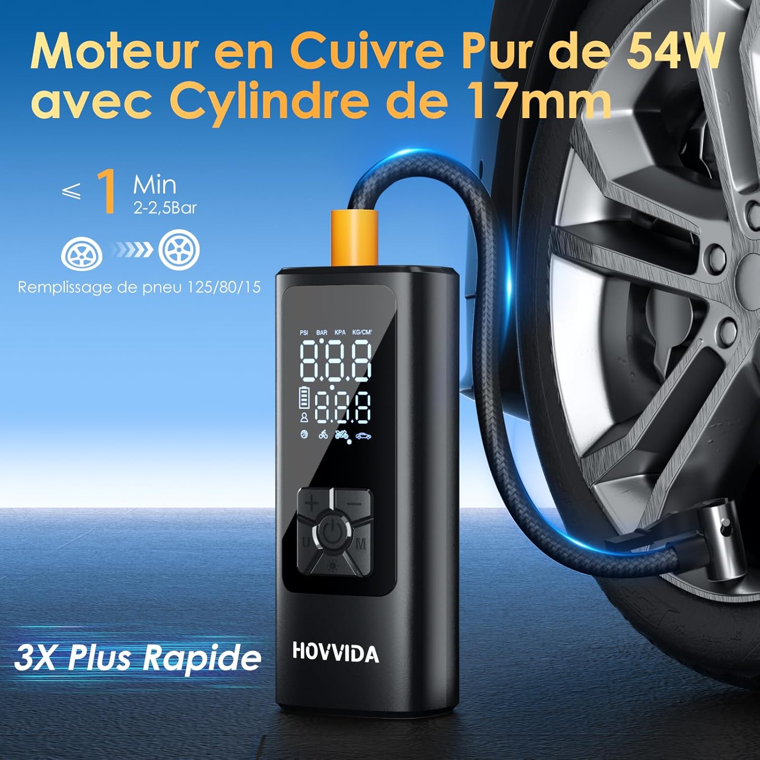 Portable Air Compressor 150 PSI 10.3 Bar 5V Wireless Car Tyre Inflator
