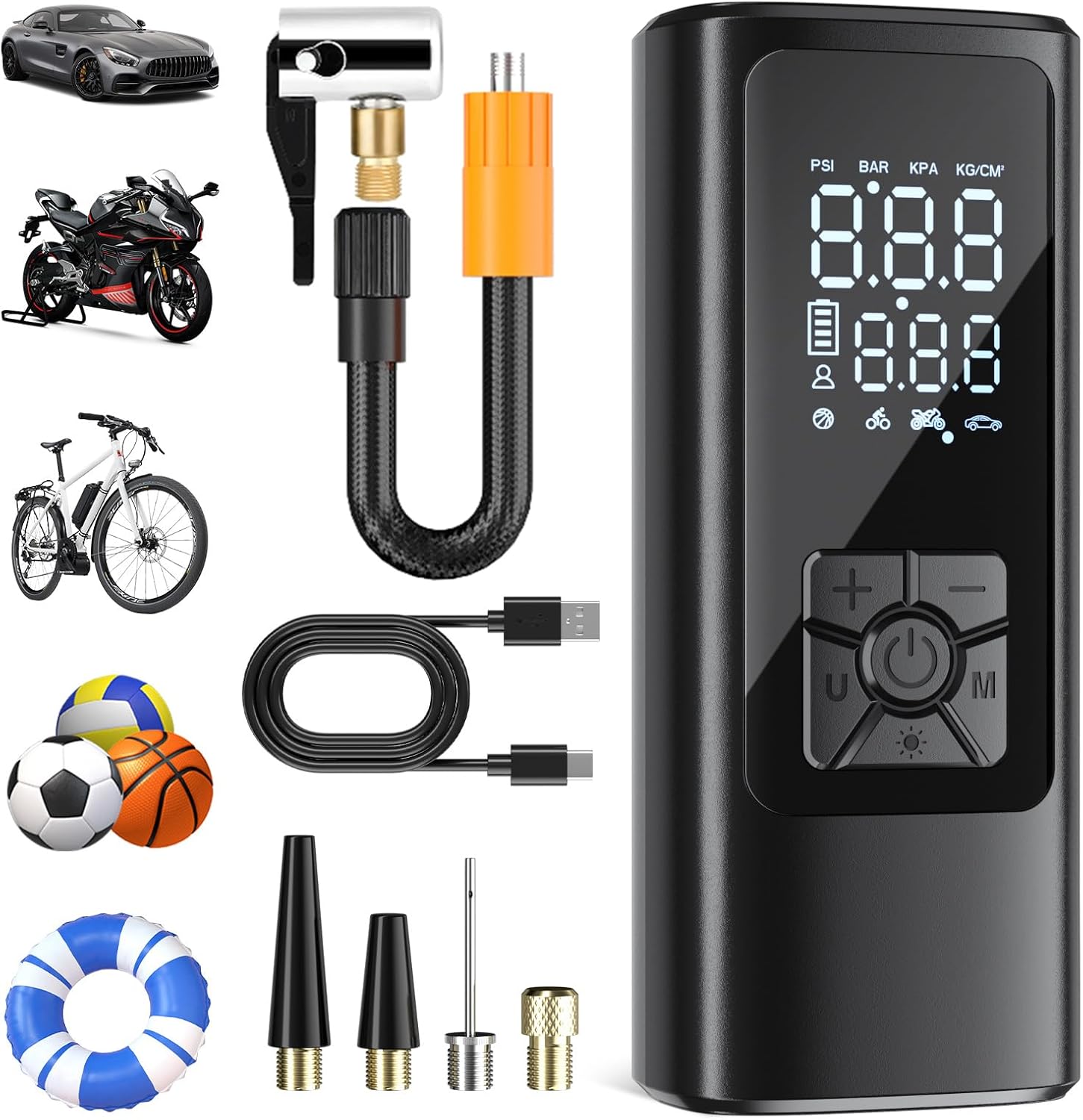 Portable Air Compressor 150 PSI 10.3 Bar 5V Wireless Car Tyre Inflator