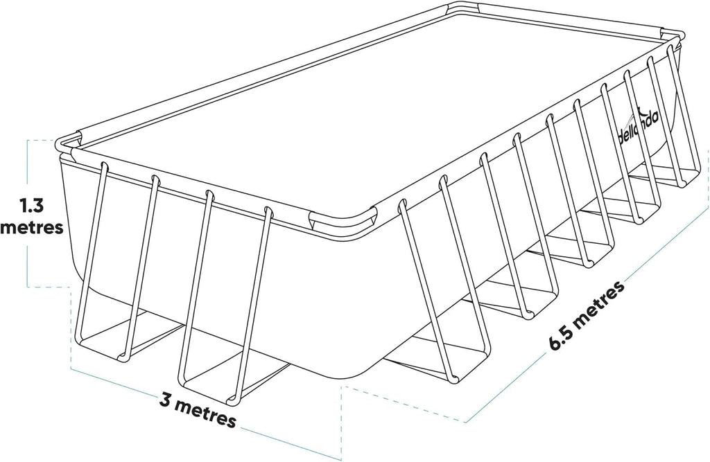21Ft Deluxe Rectangular Steel Frame Swimming Pool with Step Ladder & Filter Pump - DL150