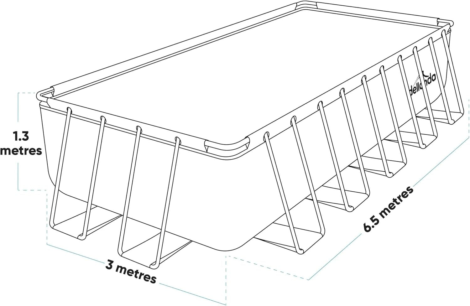 21Ft Deluxe Rectangular Steel Frame Swimming Pool with Step Ladder & Filter Pump - DL150
