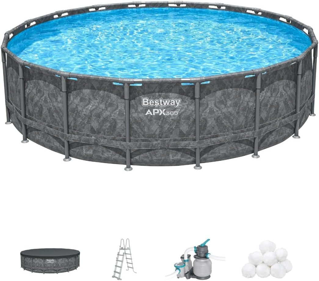 18Ft round Pool APX 365 Set, All Year-Round Swimming, above Ground, Complete Set, Grey