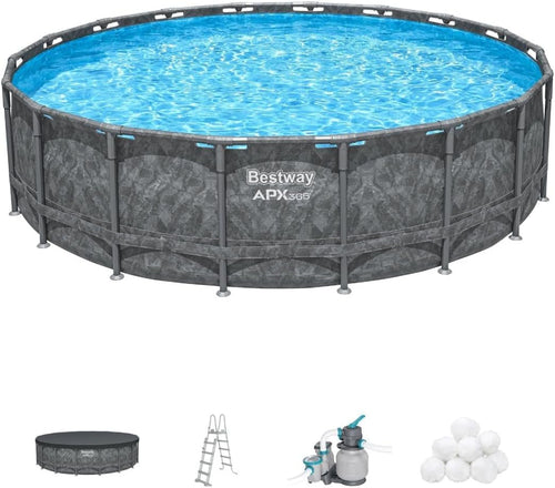 18Ft round Pool APX 365 Set, All Year-Round Swimming, above Ground, Complete Set, Grey