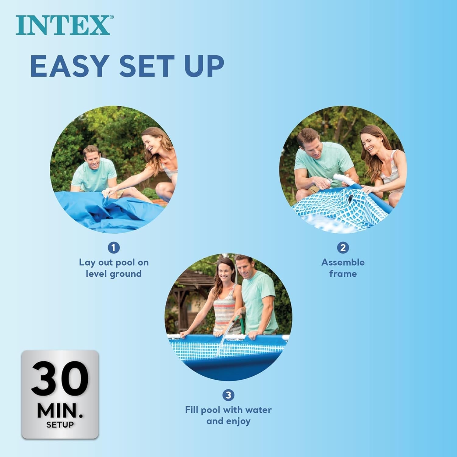 | 28272 Metal Frame Rectangular Outdoor Swimming Pool, Filter Pump Not Included, Capacity 3834 L, Measures 300 X 200 X 75 Centimeters - Colour Blue