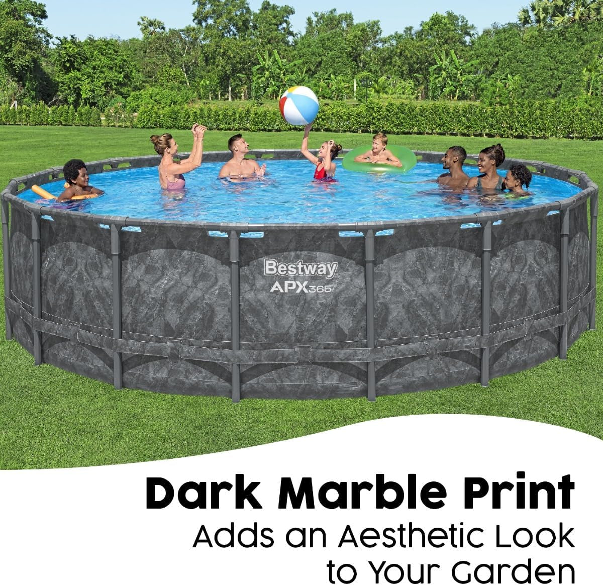 18Ft round Pool APX 365 Set, All Year-Round Swimming, above Ground, Complete Set, Grey