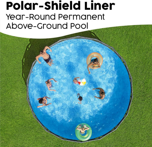 18Ft round Pool APX 365 Set, All Year-Round Swimming, above Ground, Complete Set, Grey