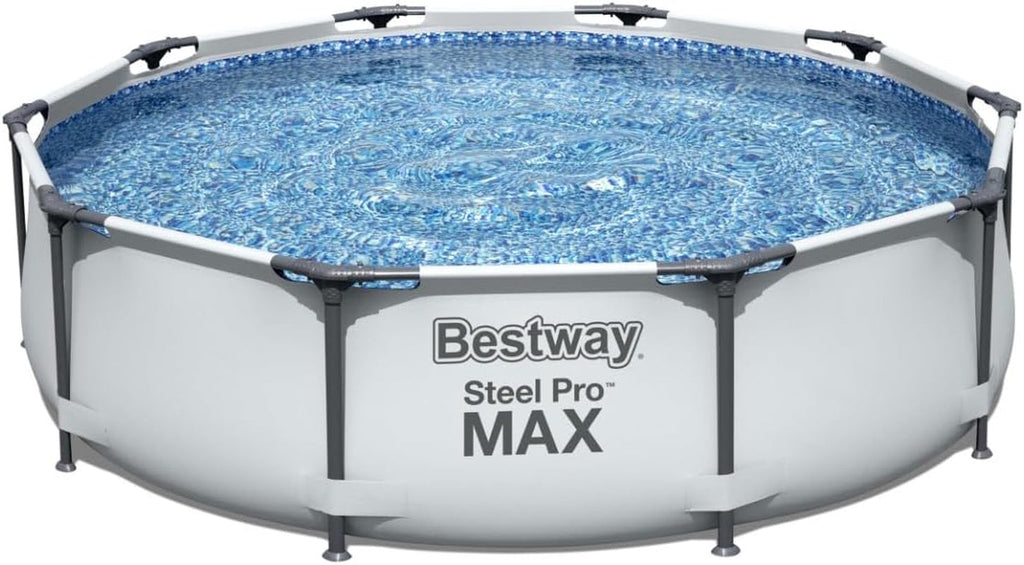 Steel Pro Max | round Frame Swimming Pool with Filter Pump, above Ground Frame Pools, Grey, 10’