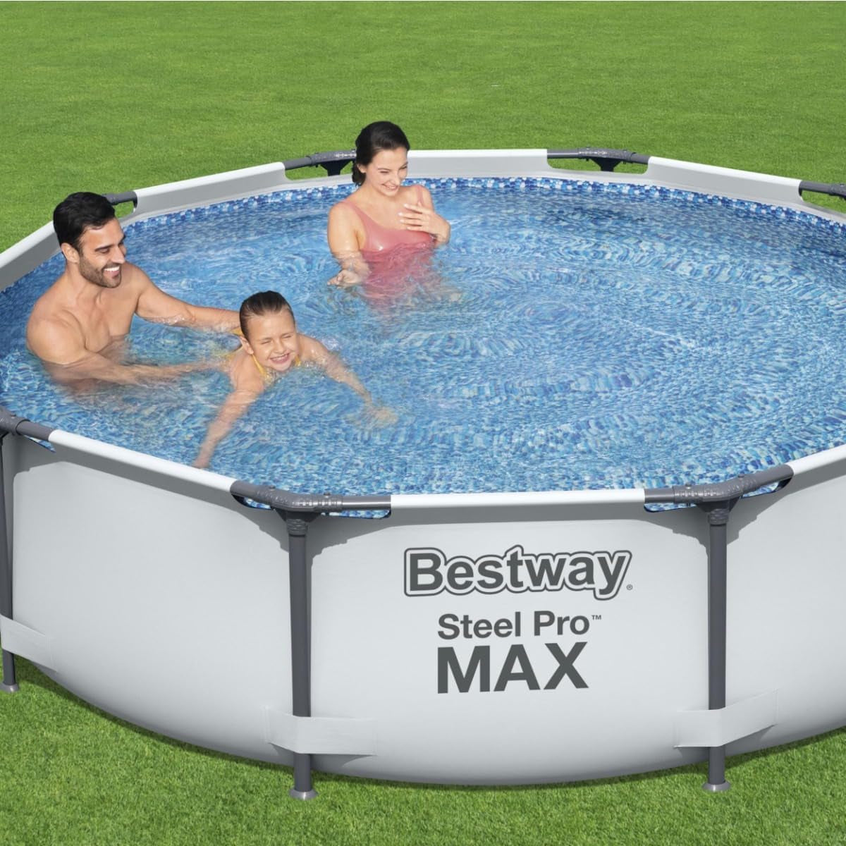 Steel Pro Max | round Frame Swimming Pool with Filter Pump, above Ground Frame Pools, Grey, 10’