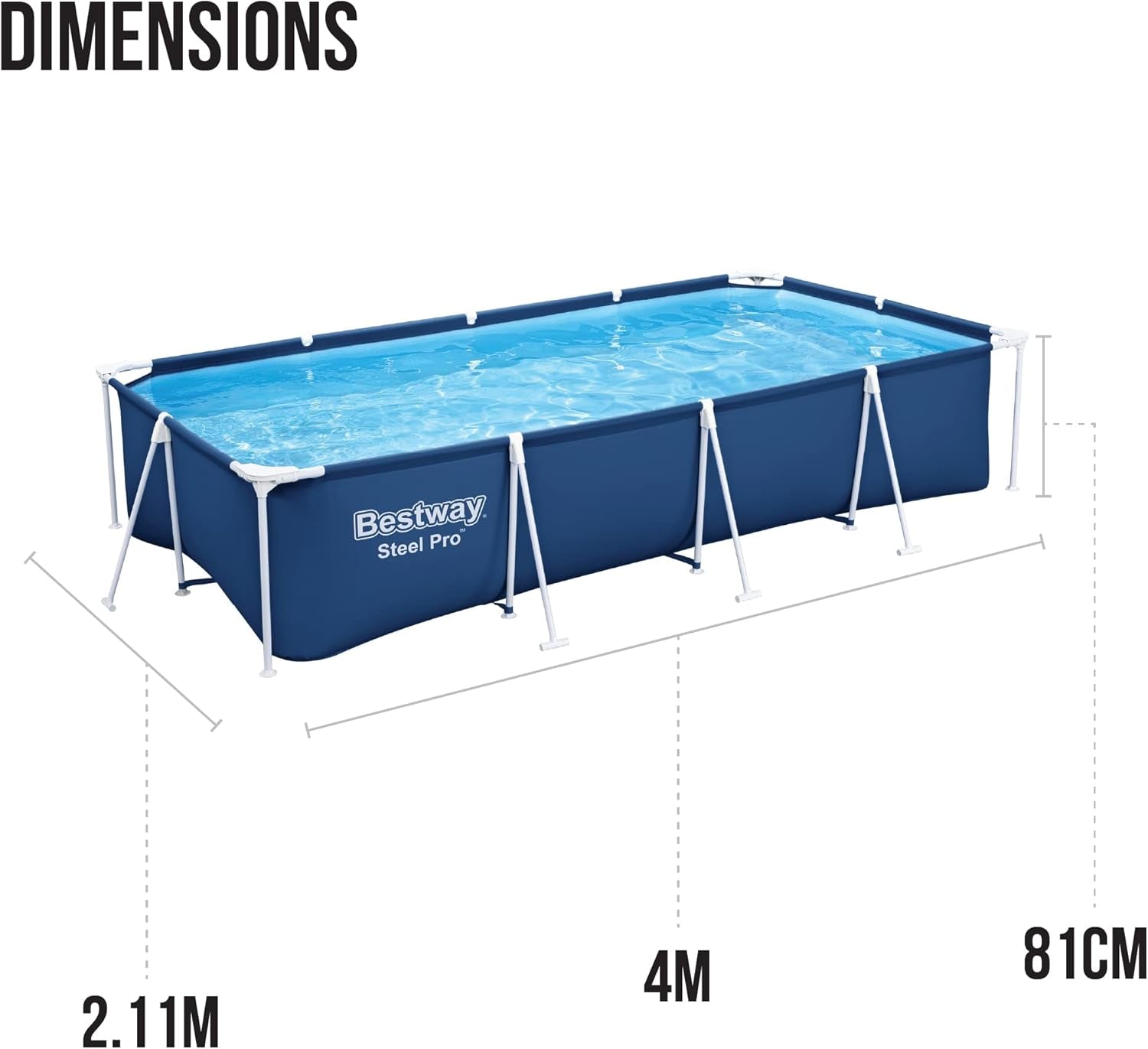 Steel Pro | Metal Frame above Ground Pool, Family Outdoor Pool 13.1Ft