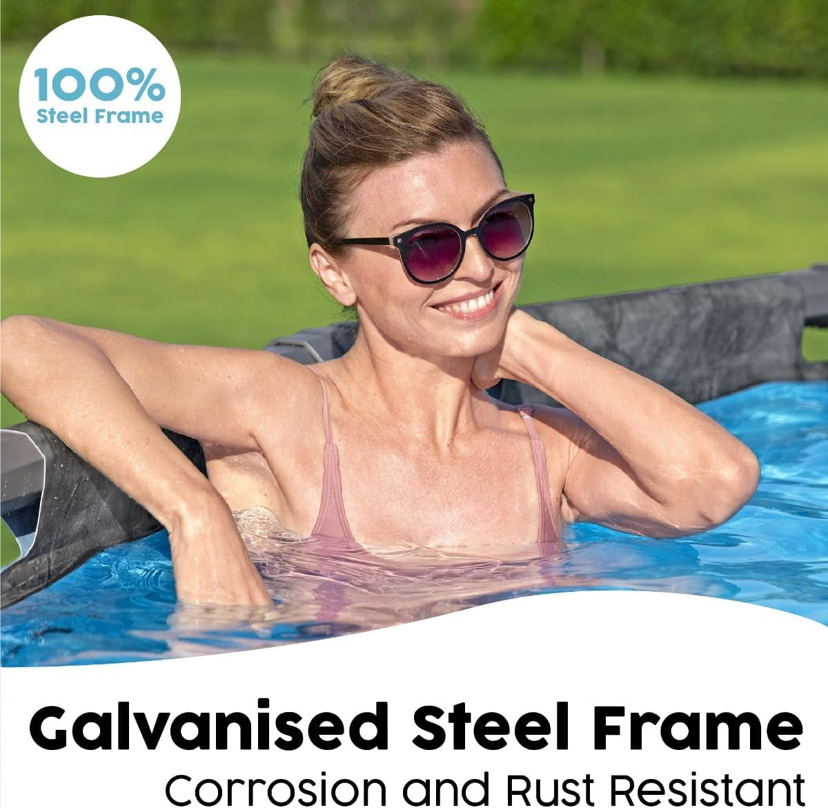 18Ft round Pool APX 365 Set, All Year-Round Swimming, above Ground, Complete Set, Grey