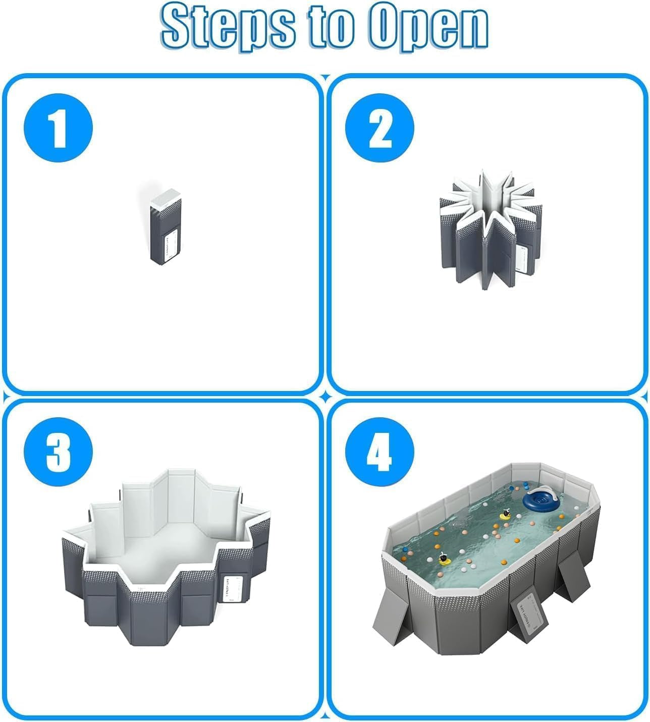 Frame Pools above Ground Pool Foldable Swimming Pool Collapsible Large Pool Ground Rectangle Pool (3M)