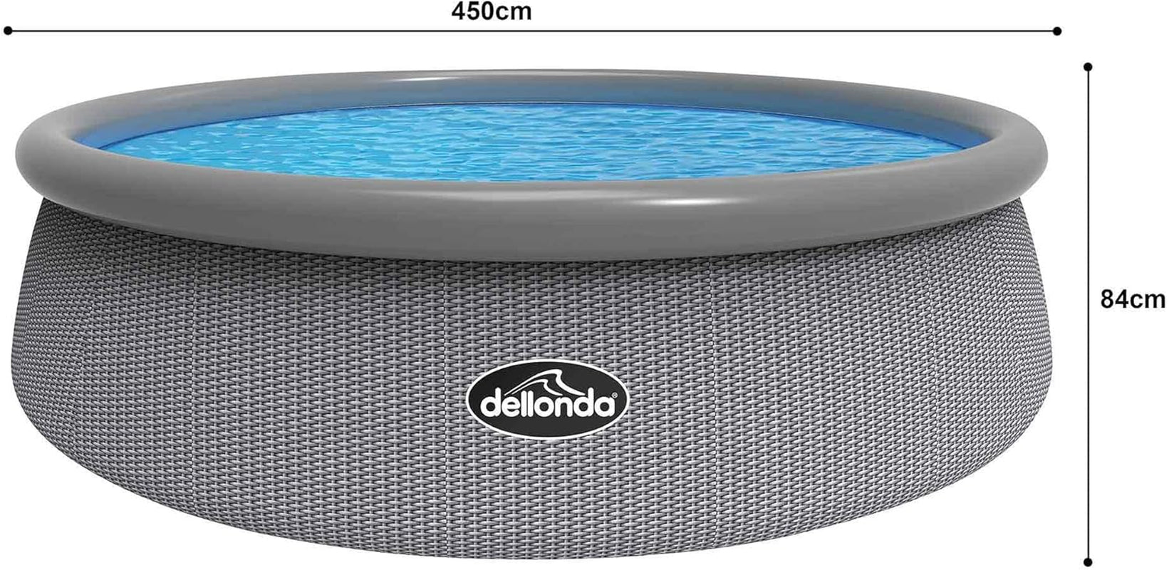 15Ft Inflatable Swimming Pool round with Filter Pump - Grey Rattan - DL18