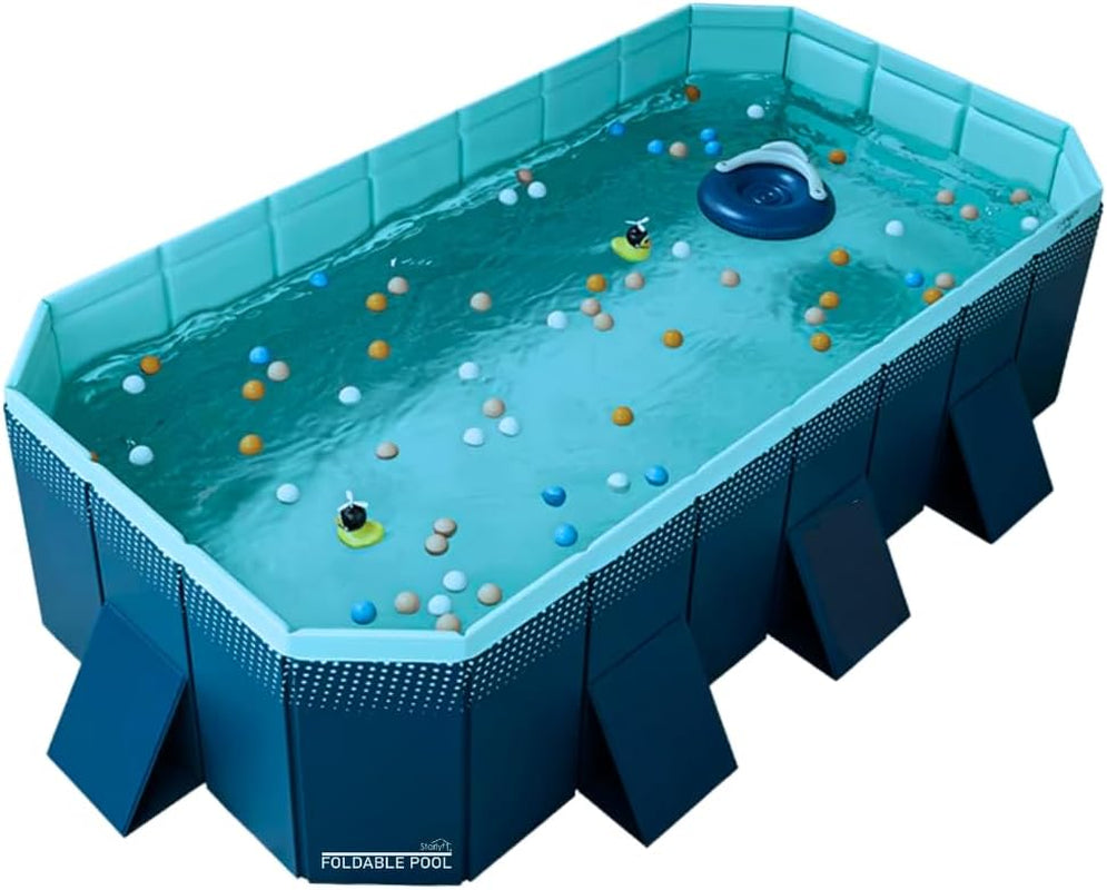 INDUSTEX Foldable Swimming Pool, Children'S Pool, Suitable for Dogs, Detachable, Portable Multi-Functional Outdoor PVC and Non-Slip - 253X133X50Cm