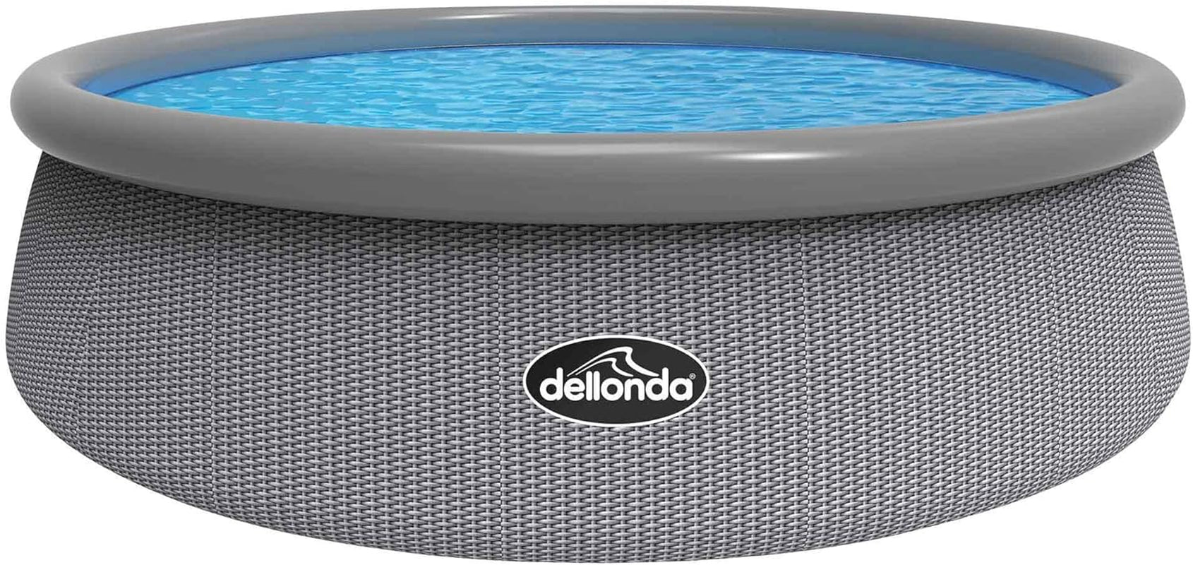 15Ft Inflatable Swimming Pool round with Filter Pump - Grey Rattan - DL18